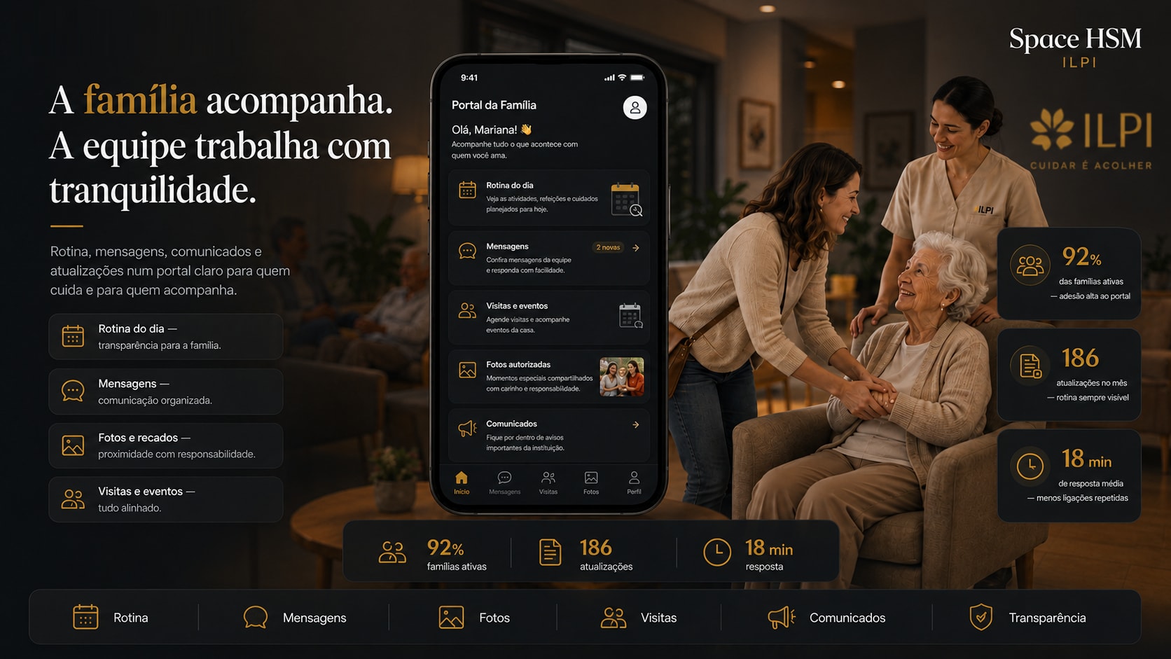 Portal da família: A família acompanha. A equipe trabalha com tranquilidade.